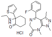 CAS 登录号：37291-85-3， 4-(2-氟苯基)-6,8-二氢-1,3,8-三甲基-吡唑并[3,4-e][1,4]二氮杂卓-7(1H)-酮混合物与2-(乙基氨基)-2-(2-噻吩基)环己酮盐酸盐