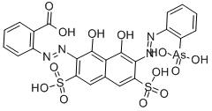 CAS 登录号：3772-44-9， 2-((7-((2-砷苯基)偶氮)-1,8-二羟基-3,6-二磺基-2-萘基)偶氮)苯甲酸