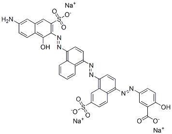 CAS 登录号：3841-15-4， 三钠(3Z)-3-[[4-[4-[(2E)-2-(6-氨基-1-氧代-3-磺酸萘-2-亚基)肼基]萘-1-基]偶氮-6-磺酸萘-1-基]亚肼基]-6-氧代环己-1,4-二烯-1-羧酸盐