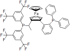 CAS#: 387868-06-6, (1R)-1-[(1R)-1-[Bis[3,5-bis(trifluoromethyl)phenyl]phosphino]ethyl]-2-[2-(diphenylphosphino)phenyl]-Ferrocene