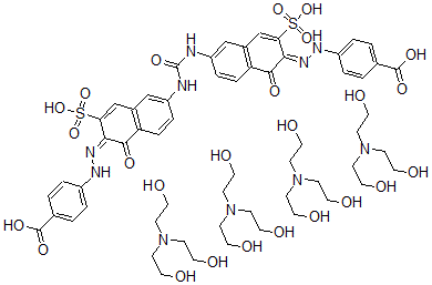CAS#: 38801-08-0, 4,4'-(carbonylbis(imino(1-hydroxy-3-sulfo-6,2-naphthalenediyl)azo)bis-Benzoic acid compd. with 2,2',2''-nitrilotris(ethanol) (1:4)
