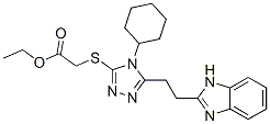 CAS#: 38911-93-2, Ethyl 2-[[5-[2-(1H-Benzimidazol-2-Yl)Ethyl]-4-Cyclohexyl-1,2,4-Triazol-3-Yl]Sulfanyl]Acetate
