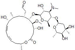 CAS#: 39405-35-1, 2-[(4R,5S,6S,7R,9R,10R,11E,13E,16R)-6-[(2S,3R,4R,5S,6R)-5-[(2S,4R,5S,6S)-4,5-Dihydroxy-4,6-Dimethyloxan-2-Yl]Oxy-4-Dimethylamino-3-Hydroxy-6-Methyloxan-2-Yl]Oxy-4,10-Dihydroxy-5-Methoxy-9,16-Dimethyl-2-Oxo-1-Oxacyclohexadeca-11,13-Dien-7-Yl]Acetaldehyde
