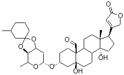 CAS#: 40279-45-6, 3b-[[3-O,4-O-(3-Methylcyclohexylidene)-2,6-Dideoxy-beta-D-Ribo-Hexopyranosyl]Oxy]-5,14-Dihydroxy-19-Oxo-5b-Card-20(22)-Enolide