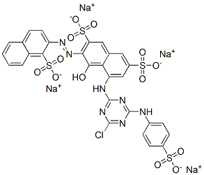 CAS 登录号：41555-86-6， 5-[[4-氯-6-[(4-磺酸基苯基)氨基]-1,3,5-三嗪-2-基]氨基]-4-羟基-3-[(1-磺酸基-2-萘基)偶氮]萘-2,7-二磺酸四钠