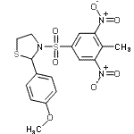 CAS 登录号：477489-65-9， 2-(4-甲氧基苯基)-3-[(4-甲基-3,5-二硝基苯基)磺酰基]-1,3-噻唑烷
