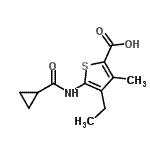 CAS#: 477567-25-2, 5-[(Cyclopropylcarbonyl)Amino]-4-Ethyl-3-Methyl-2-Thiophenecarboxylic Acid