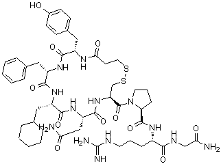 CAS 登录号：500170-27-4， 1-{[(4R,7S,10S,13S,16S)-7-(2-氨基-2-氧代乙基)-13-苄基-10-(环己基甲基)-16-(4-羟基苄基)-6,9,12,15,18-五氧代-1,2-二硫杂-5,8,11,14,17-五氮杂环二十碳烷-4-基]羰基}-L-脯氨酰-L-精氨酰甘氨酰胺