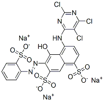 CAS 登录号：50802-28-3， 5-羟基-6-[(2-磺基苯基)偶氮]-4-[(2,5,6-三氯-4-嘧啶基)氨基]-1,7-萘二磺酸三钠盐