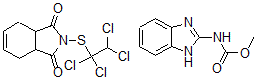 CAS 登录号：51602-12-1， 1H-苯并咪唑-2-基氨基甲酸甲酯与 3a,4,7,7a-四氢-2-((1,1,2,2-四氯乙基)硫代)-1H-异吲哚-1,3(2H)-二酮混合物