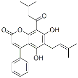 CAS 登录号：5224-54-4， 5,7-二羟基-6-(3-甲基-2-丁烯基)-8-(3-甲基丁酰)-4-苯基-2H-1-苯并吡喃-2-酮