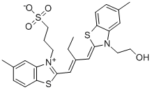 CAS#: 52525-52-7, 5,5'-Dimethyl-9-Ethyl-3-(2-Hydroxy-Ethyl)-3'-(3-Sulfopropyl)Thiacarbocyanine betaine