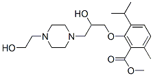 CAS 登录号：53335-20-9， 3-[2-羟基-3-[4-(2-羟基乙基)-1-哌嗪基]丙氧基]对伞花烃-2-羧酸甲酯