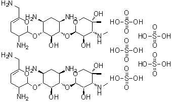 CAS#: 53776-71-9, (1S,2S,3R,4S,6R)-4,6-Diamino-3-{[3-Amino-6-(Aminomethyl)-3,4-Dihydro-2H-Pyran-2-Yl]Oxy}-2-Hydroxycyclohexyl 3-Deoxy-4-C-Methyl-3-(Methylamino)-beta-L-Arabinopyranoside Sulfate (2:5)