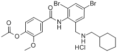 CAS#: 54340-60-2, 4-[N-[2,4-Dibromo-6-[(Cyclohexylmethylamino)Methyl]Phenyl]Carbamoyl]-3-Methoxyphenyl Acetate Monohydrochloride