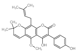 CAS#: 5490-47-1, 4-Hydroxy-3-(4-Hydroxyphenyl)-5-Methoxy-8,8-Dimethyl-10-(3-Methyl-2-Butenyl)-2H,8H-Benzo[1,2-b:5,4-b']Dipyran-2-One