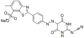 CAS#: 55067-12-4, 2-[4-[2-[2-(Cyanoamino)-1,4,5,6-Tetrahydro-4,6-Dioxo-5-Pyrimidinyl]Diazenyl]Phenyl]-6-Methyl-7-Benzothiazolesulfonicacid Sodium Salt (1:1)