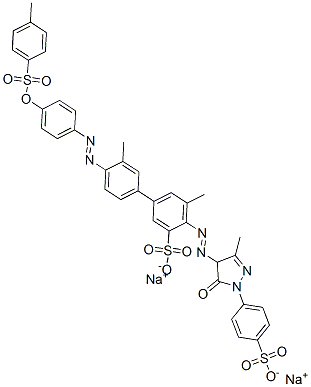 CAS#: 55698-26-5, Disodium 4-[[4,5-Dihydro-3-Methyl-5-Oxo-1-(4-Sulphonatophenyl)-1H-Pyrazol-4-Yl]Azo]-3',5-Dimethyl-4'-[[4-[[(4-Methylphenyl)Sulphonyl]Oxy]Phenyl]Azo][1,1'-Biphenyl]-3-Sulphonate