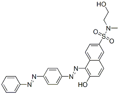 CAS 登录号：58104-55-5， 6-羟基-N-(2-羟基乙基)-N-甲基-5-[[4-(苯基偶氮)苯基]偶氮]萘-2-磺酰胺
