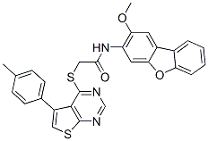 CAS 登录号：585549-33-3， N-(2-甲氧基-3-二苯并呋喃基)-2-[[5-(4-甲基苯基)噻吩并[2,3-d]嘧啶-4-基]硫代]-乙酰胺