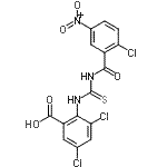 CAS 登录号：586392-92-9， 3,5-二氯-2-{[(2-氯-5-硝基苯甲酰)硫代氨基甲酰]氨基}苯甲酸