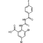 CAS 登录号：586393-52-4， 3,5-二溴-2-{[(4-氟苯甲酰)硫代氨基甲酰]氨基}苯甲酸