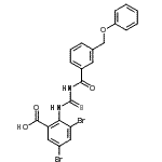 CAS 登录号：586393-79-5， 3,5-二溴-2-({[3-(苯氧基甲基)苯甲酰基]硫代氨基甲酰}氨基)苯甲酸