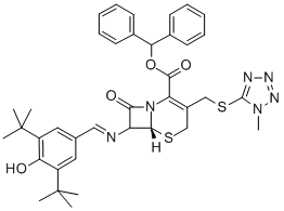 CAS 登录号：58844-13-6， 7-(3,5-二-叔丁基-4-羟基苄亚基氨基)-3-[[(1-甲基-1H-四唑-5-基)硫代]甲基]-3-头孢烯-4-羧酸二苯基甲基酯