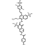 CAS 登录号：5893-32-3， 5-[(2E)-2-{6-[(4-氨基苯甲酰)氨基]-1-氧代-3-磺基-2(1H)-萘亚基}肼基]-8-[(E)-(2,5-二氯-4-磺基苯基)偶氮]-6-乙氧基-2-萘磺酸