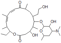 CAS 登录号：58947-83-4， (4R,5S,6S,7R,9R,11E,15S,16R)-7-(2-羟基乙基)-5,9,13,15-四甲基-16-乙基-4-羟基-6-[3-(二甲基氨基)-3,4,6-三脱氧-beta-D-木糖基-己糖吡喃糖苷氧基]-1-氧杂环十六碳-11,13-二烯-2,10-二酮