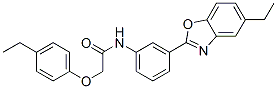 CAS 登录号：590395-71-4， N-[3-(5-乙基-2-苯并恶唑基)苯基]-2-(4-乙基苯氧基)-乙酰胺