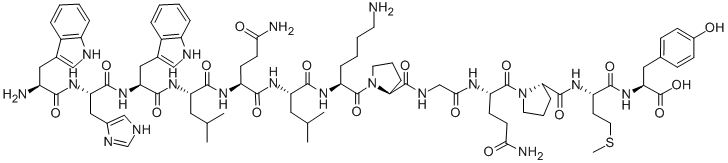 CAS 登录号:59401-28-4, 色氨酰-组氨酰-色氨酰-亮氨酰-谷氨酰胺酰-亮氨酰-赖氨酰-脯氨酰-甘氨酰-谷氨酰胺酰-脯氨酰-蛋氨酰-酪氨酸