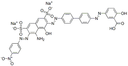 CAS 登录号：59620-58-5， 5-[[4'-[[8-氨基-1-羟基-7-[(4-硝基苯基)偶氮]-3,6-二磺酸基-2-萘基]偶氮][1,1'-联苯]-4-基]偶氮]水杨酸氢二钠盐