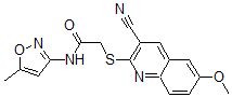 CAS 登录号：603074-73-3， 2-[(3-氰基-6-甲氧基-2-喹啉基)硫代]-N-(5-甲基-3-异恶唑基)-乙酰胺