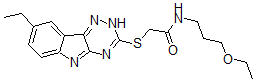 CAS 登录号：603946-59-4， N-(3-乙氧基丙基)-2-[(8-乙基-2H-1,2,4-三嗪并[5,6-b]吲哚-3-基)硫代]-乙酰胺