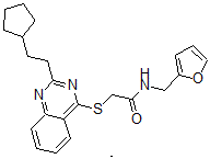 CAS 登录号：604795-06-4， 2-[[2-(2-环戊基乙基)-4-喹唑啉基]硫代]-N-(呋喃-2-基甲基)-乙酰胺