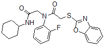 CAS 登录号：606098-42-4， 2-(2-苯并恶唑基硫基)-N-[2-(环己基氨基)-2-氧代乙基]-N-(2-氟苯基)-乙酰胺