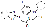 CAS 登录号：606098-50-4， 2-(2-苯并恶唑基硫基)-N-[2-(环己基氨基)-2-氧代乙基]-N-(4-氟苯基)-乙酰胺