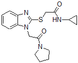CAS 登录号：606109-76-6， N-环丙基-2-[[1-[2-氧代-2-(吡咯烷-1-基)乙基]-1H-苯并[d]咪唑-2-基]硫代]-乙酰胺