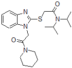 CAS 登录号：606109-90-4， N,N-二(异丙基)-2-[[1-[2-氧代-2-(哌啶-1-基)乙基]-1H-苯并[d]咪唑-2-基]硫代]-乙酰胺