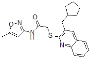 CAS 登录号：606113-86-4， 2-[[3-(环戊基甲基)-2-喹啉基]硫代]-N-(5-甲基-3-异恶唑基)-乙酰胺