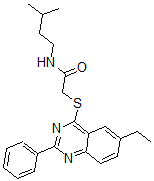 CAS 登录号：606131-76-4， 2-[(6-乙基-2-苯基-4-喹唑啉基)硫代]-N-(3-甲基丁基)-乙酰胺