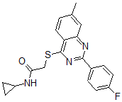 CAS 登录号：606132-73-4， N-环丙基-2-[[2-(4-氟苯基)-7-甲基-4-喹唑啉基]硫代]-乙酰胺