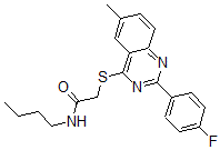 CAS 登录号：606132-80-3， N-丁基-2-[[2-(4-氟苯基)-6-甲基-4-喹唑啉基]硫代]-乙酰胺