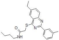 CAS 登录号：606132-91-6， N-丁基-2-[[6-乙基-2-(3-甲基苯基)-4-喹唑啉基]硫代]-乙酰胺