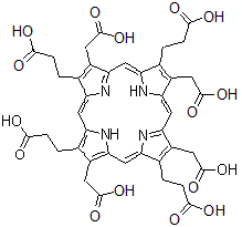 CAS#: 613-02-5, 3,3',3'',3'''-[3,8,12,17-Tetrakis(Carboxymethyl)-2,7,13,18-Porphyrintetrayl]Tetrapropanoic Acid
