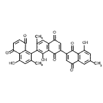 CAS 登录号：61774-50-3， 1',4,8''-三羟基-2,3',6''-三甲基-1,2':7',2''-三联萘-1'',4'',5,5',8,8'-六酮