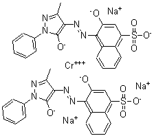 CAS 登录号：61916-41-4， 二[4-[2-[4,5-二氢-3-甲基-5-(氧代)-1-苯基-1H-吡唑-4-基]偶氮-]-3-(羟基)-1-萘磺酸(3-)]-铬酸钠