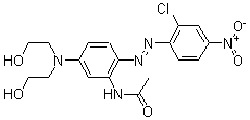 CAS 登录号：62257-17-4， N-[5-[二(2-羟基乙基)氨基]-2-[(2-氯-4-硝基苯基)偶氮]苯基]-乙酰胺