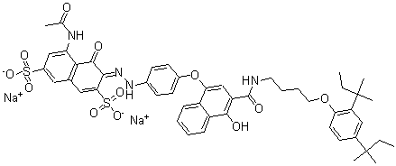 CAS#: 63059-47-2, 5-(Acetylamino)-3-((4-((3-(((4-(2,4-bis(1,1-dimethylpropyl)phenoxy)butyl)amino)carbonyl)-4-hydroxy-1-naphthalenyl)oxy)phenyl)azo)-4-hydroxy-2,7-naphthalenedisulfonic acid disodium salt